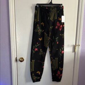 WICKED Butterfly Print Black sweatpants size XS